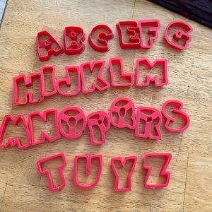 Cookie cutters alphabet letters! Missing some but most are there. 23 pie…